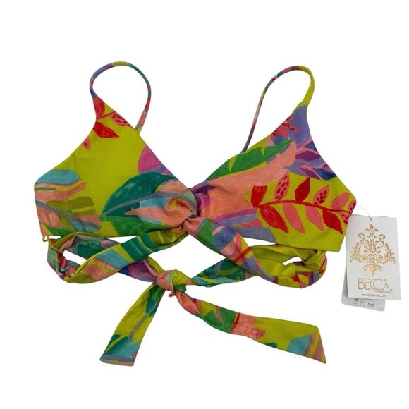 Becca by Rebecca Virtue Size M Costa Bella Swim Multi Floral Strappy Top NWT - Picture 1 of 13